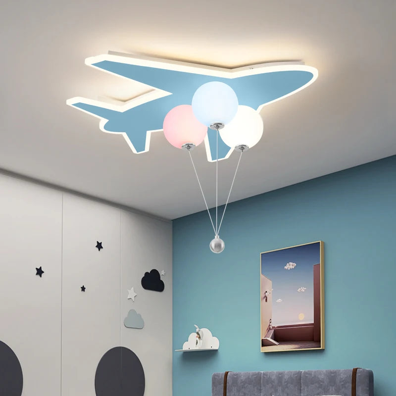 Creative Balloon Chandelier for Children's Bedroom Study Room Cloud/Aircraft Pendant Light with Remote Control Interior Lighting