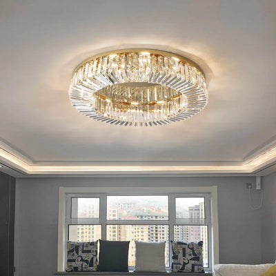 Modern Luxury Crystal Ceiling Lamp - Gold LED Ring Light for Bedroom, Dining, Living Room Chandelier