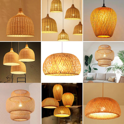 Chinese Style Hand-Knitted Weaving Hanging Lamps: Bamboo Pendant Lighting Fixtures for Restaurant