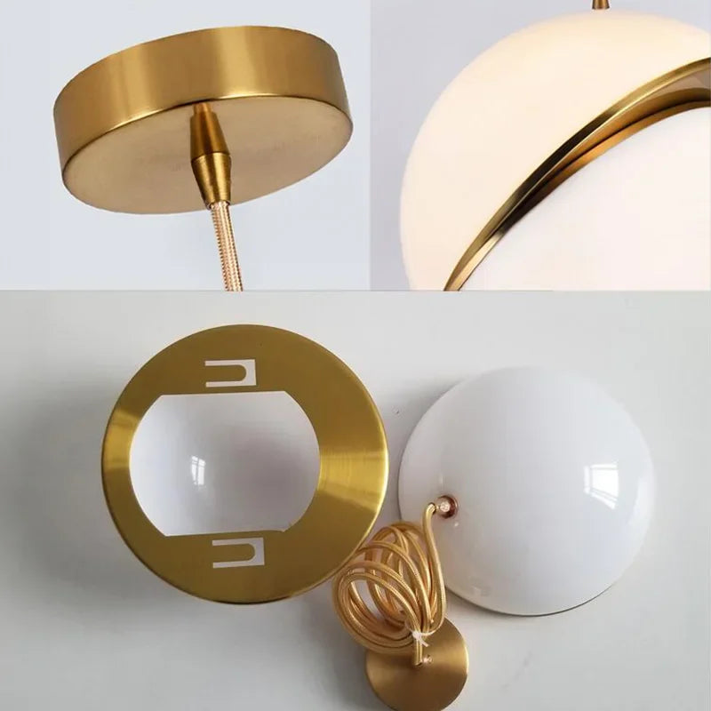 Modern Misplaced Ball LED Pendant Lights for Living Room, Kitchen, Bedroom, Restaurant, and Bedside Gold Hanging Lamp