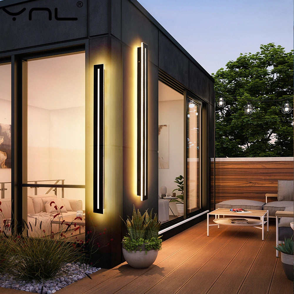 Modern Waterproof Outdoor LED Wall Lamps Aluminum Long Strip Wall Light