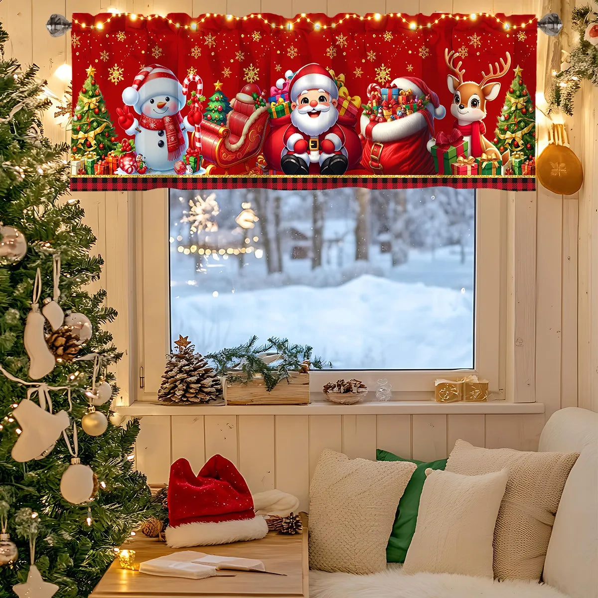 Christmas Short Curtains and Valances for Home Décor 2025–2026 Xmas Kitchen and Bedroom Window Decorations