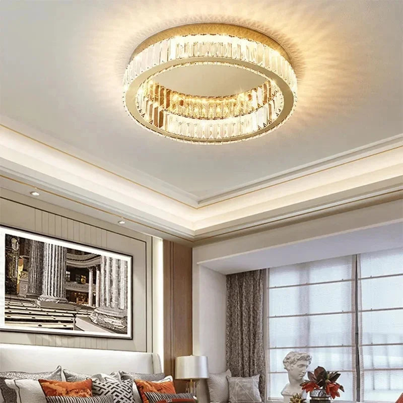 Nordic LED Crystal Circle Ceiling Lamp Chandeliers Lighting for Living Room Bedroom Home Indoor Decor Lampara techo Luminaire