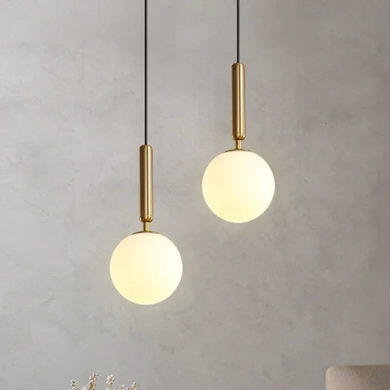 Modern Gold Glass Ball Pendant Lamp: Luxurious Hanging Light for Dining Room, Bedroom, Decorative Lighting