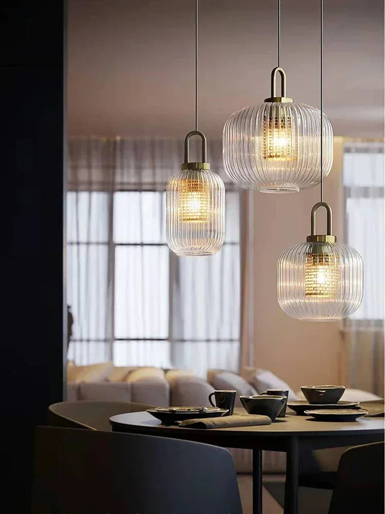 Nordic Designer Glass Stripe Pendant Lights for Kitchen, Restaurant and Dining Area