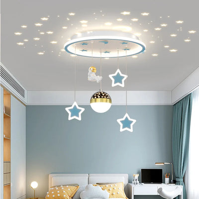 LED Children's Room Ceiling Light - Star and Astronaut Design for Whimsical Bedroom Decor