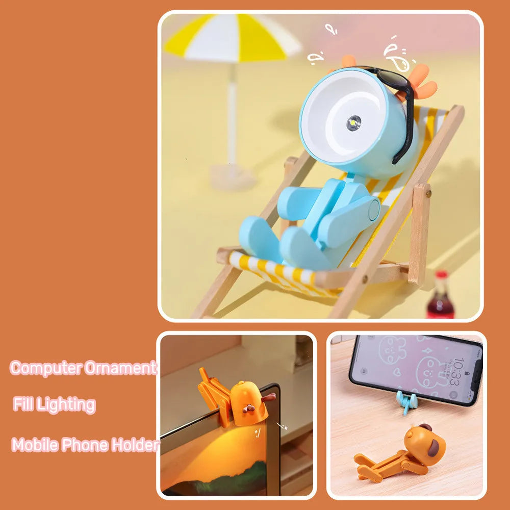 Cute LED Night Light - Mini Pet Dog, Deer, Dinosaur Folding Table Lamp for Kids' Room