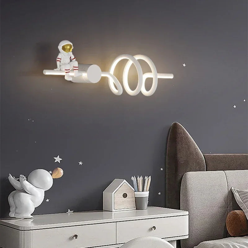 Creative Children Room LED Wall Lamp - Astronaut Themed Sconce Light