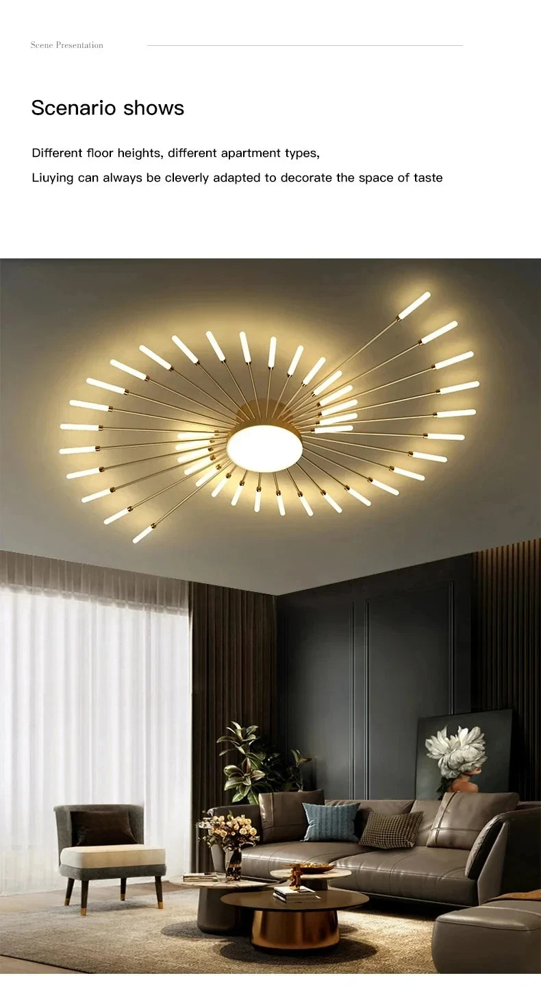 Modern Designer LED Ceiling Lamp – Creative Fireworks Art Lighting for Home Interiors