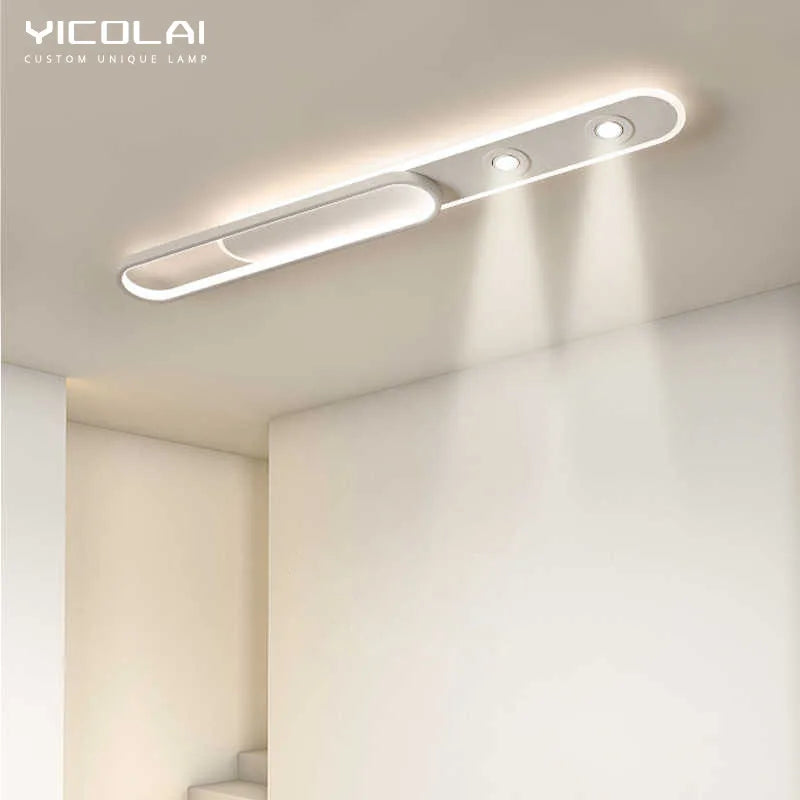 Minimalist Long Strip Ceiling Light with Spotlights for Hallway, Balcony Living Room