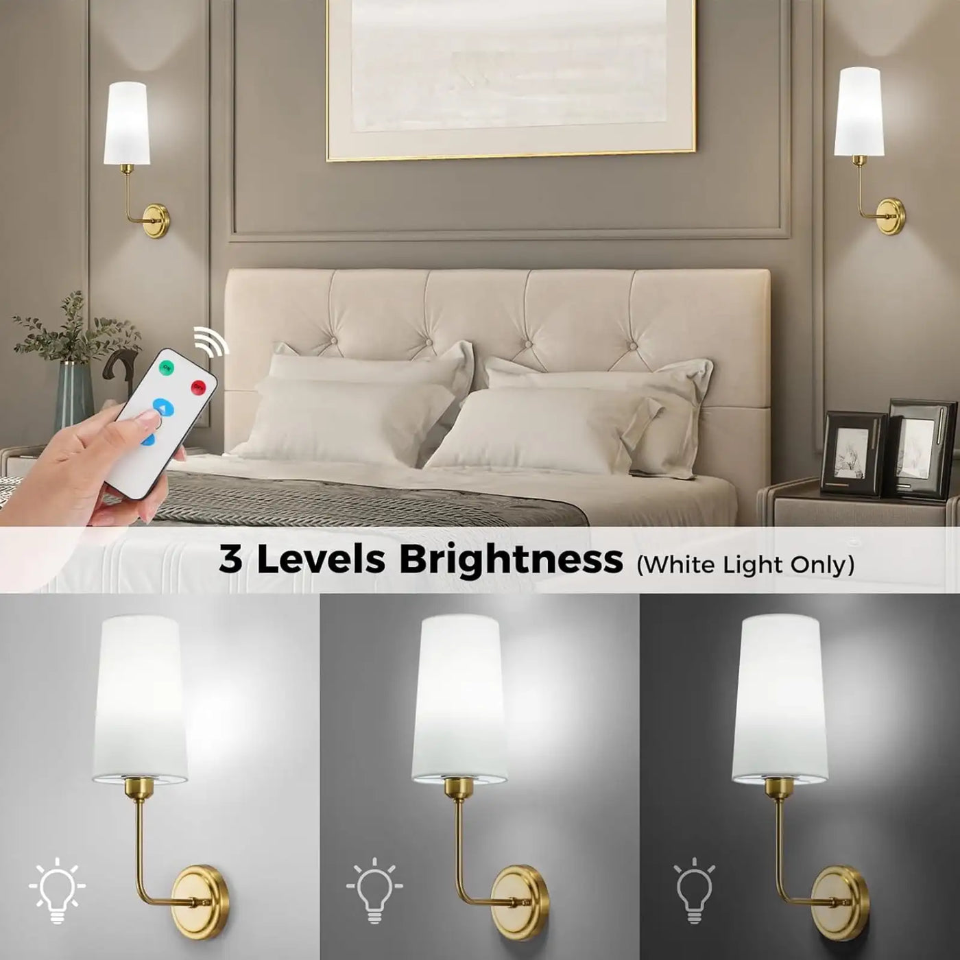 Nooknova 2-Pack Battery Operated Wall Sconces with Remote – No Wiring Required