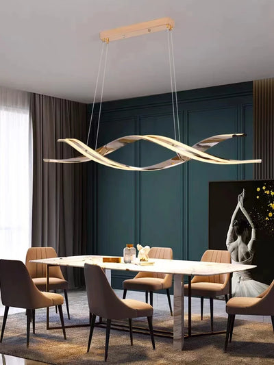 Minimalist LED Chandelier: Modern Geometric Pendant Light for Dining Room and Kitchen with Dimmable Remote Control