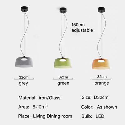 Nordic Minimalist Color Glass Shade LED Ceiling Chandelier for Restaurant, bar and Café