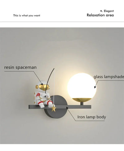 Modern Moon Astronaut Wall Sconce Lamp for Children's Room