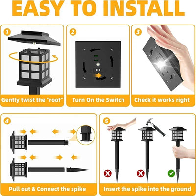 Solar LED Pathway Lights - Outdoor Waterproof Street Lamps for Landscape Yard and Patio