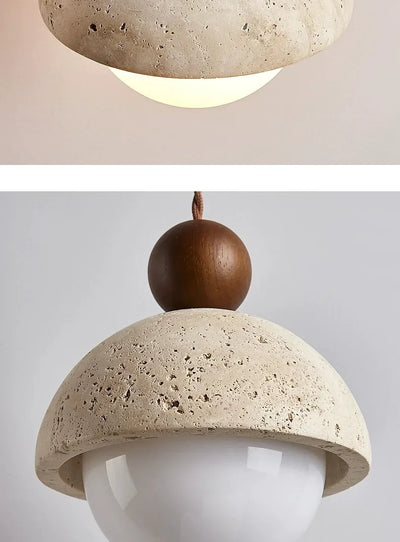 Wabi-Sabi Style Yellow Travertine Chandelier – Elegant Pendant Light for Nordic-Inspired Interiors