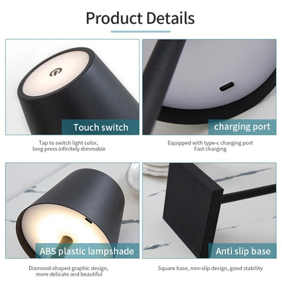 3-Color Touch Dimming LED Desk Lamp - Eye Protection Table Lamp, USB Plug-in Night Light for Study or Bedside