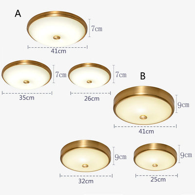 Modern Round Glass Shade Ceiling Light - LED Brass Lamp for Living Room, Bedroom, Restaurant