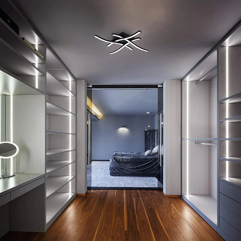 Embrace Modern Minimalism: The Black Quad Wave LED Ceiling Light