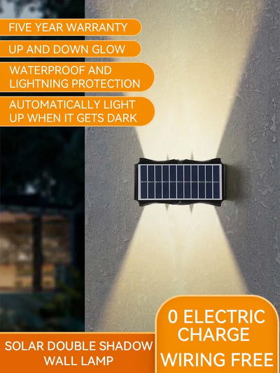 Solar LED Outdoor Up and Down Wall Lamps Lighting for Balcony, Courtyard and Garden