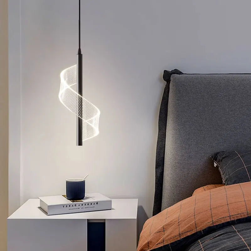 Modern LED Pendant Lights: Gold/Black Bedside Hanging Lamp for Indoor Lighting in Bedroom, Living Room