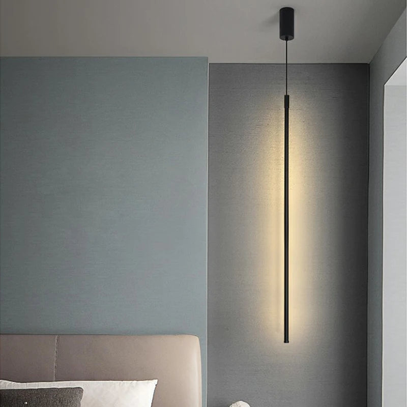 Minimalist Black Aluminum LED Pendant Lights: Modern Chandeliers for Dining Room, Bedroom Decor, and Background