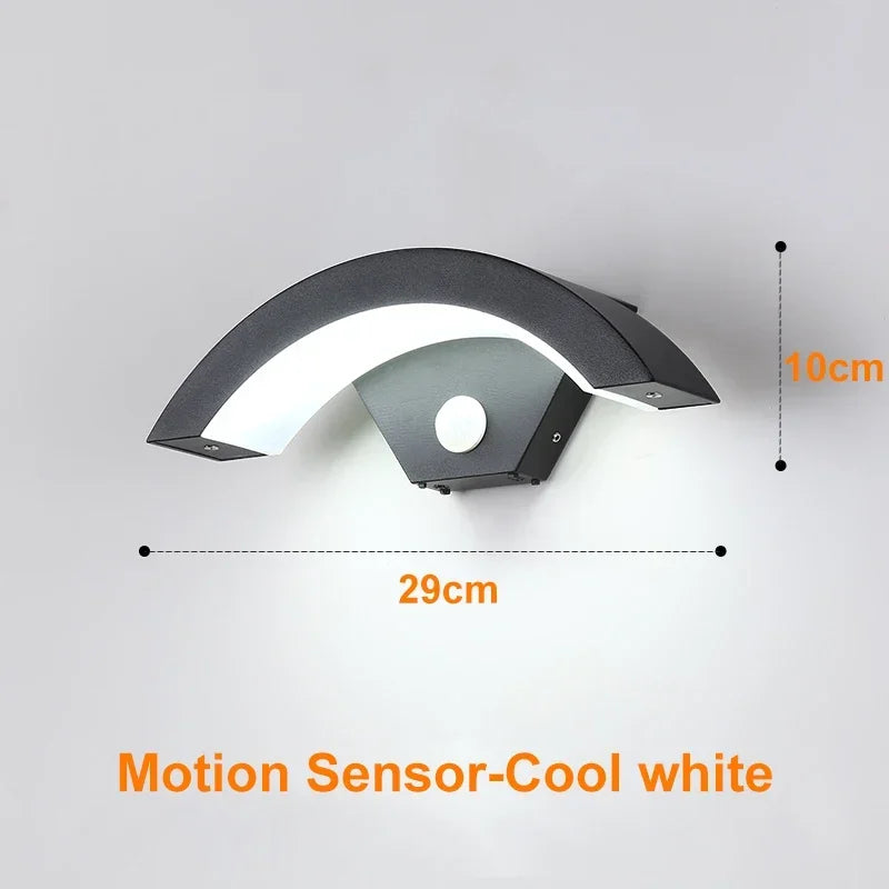 Modern Waterproof Outdoor Wall Lamp with PIR Motion Sensor Light For Garden, Porch, Front Door