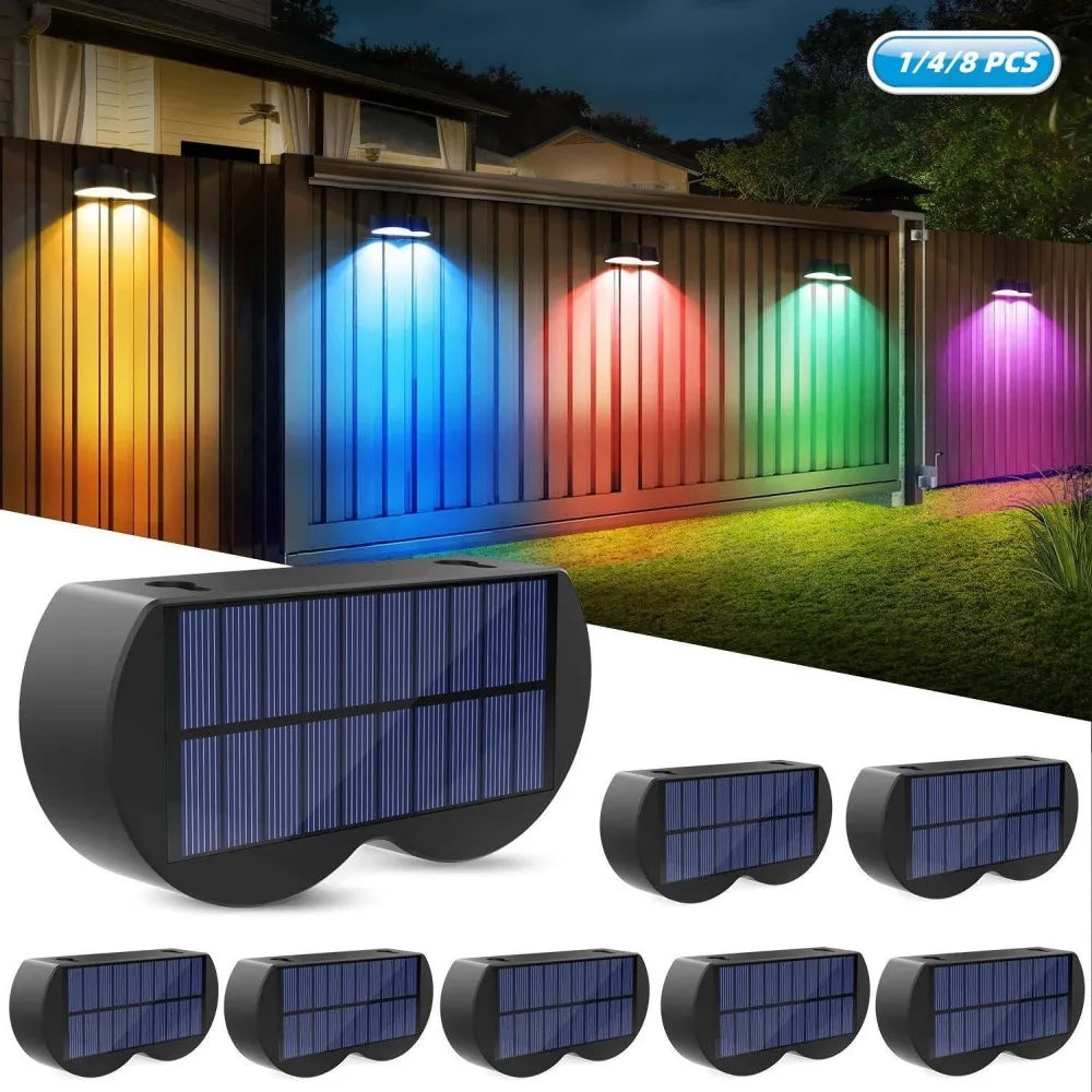 LED Solar Lights Outdoor - Warm White RGB Garden Decoration Lamp for Fence, Stairs, and Outdoor Lighting