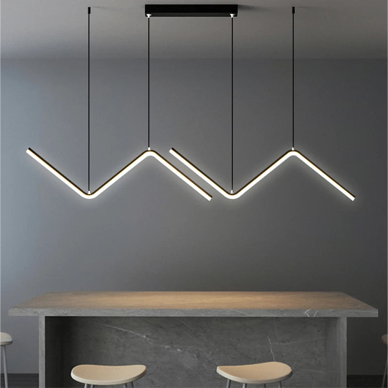 Modern LED Geometric Lines Pendant Light - Chandelier for Living Room, Restaurant, Kitchen, and Office