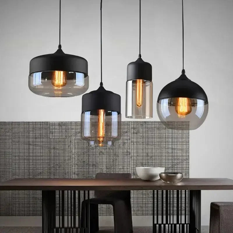 Nordic Glass Pendant Lights - Modern LED Wood Chandelier for Versatile Illumination