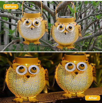 Waterproof  Outdoor Solar Owl LED Pendant Lights for Garden, Patio, Deck, and Backyard