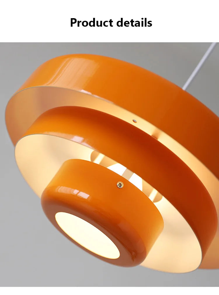 LED Retro Orange Pendant Lamp - Modern Chandelier for Dining Room & Cafe Decor