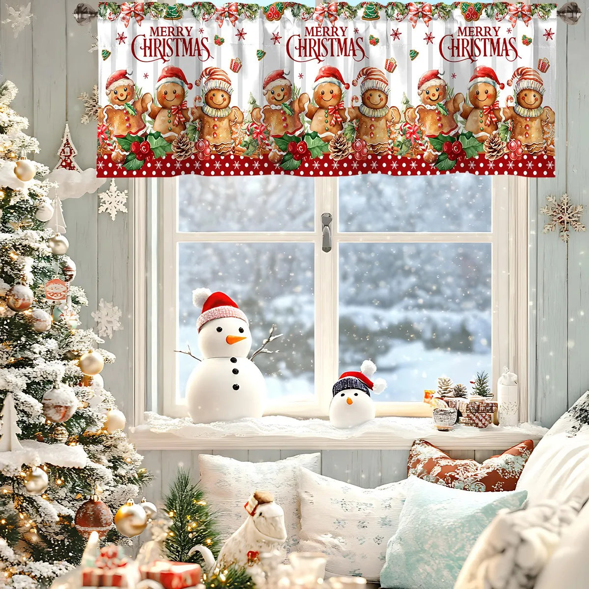 Christmas Short Curtains and Valances for Home Décor 2025–2026 Xmas Kitchen and Bedroom Window Decorations