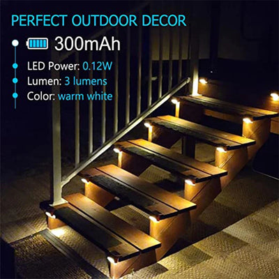 Warm White LED Solar Step Lamp Outdoor Waterproof Path and Stair Garden Light