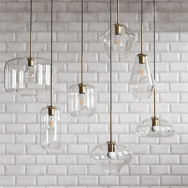 Modern Pendant Light: Minimalist Clear Glass Hanging Lamp for Living Room Kitchen Light Fixture Dining