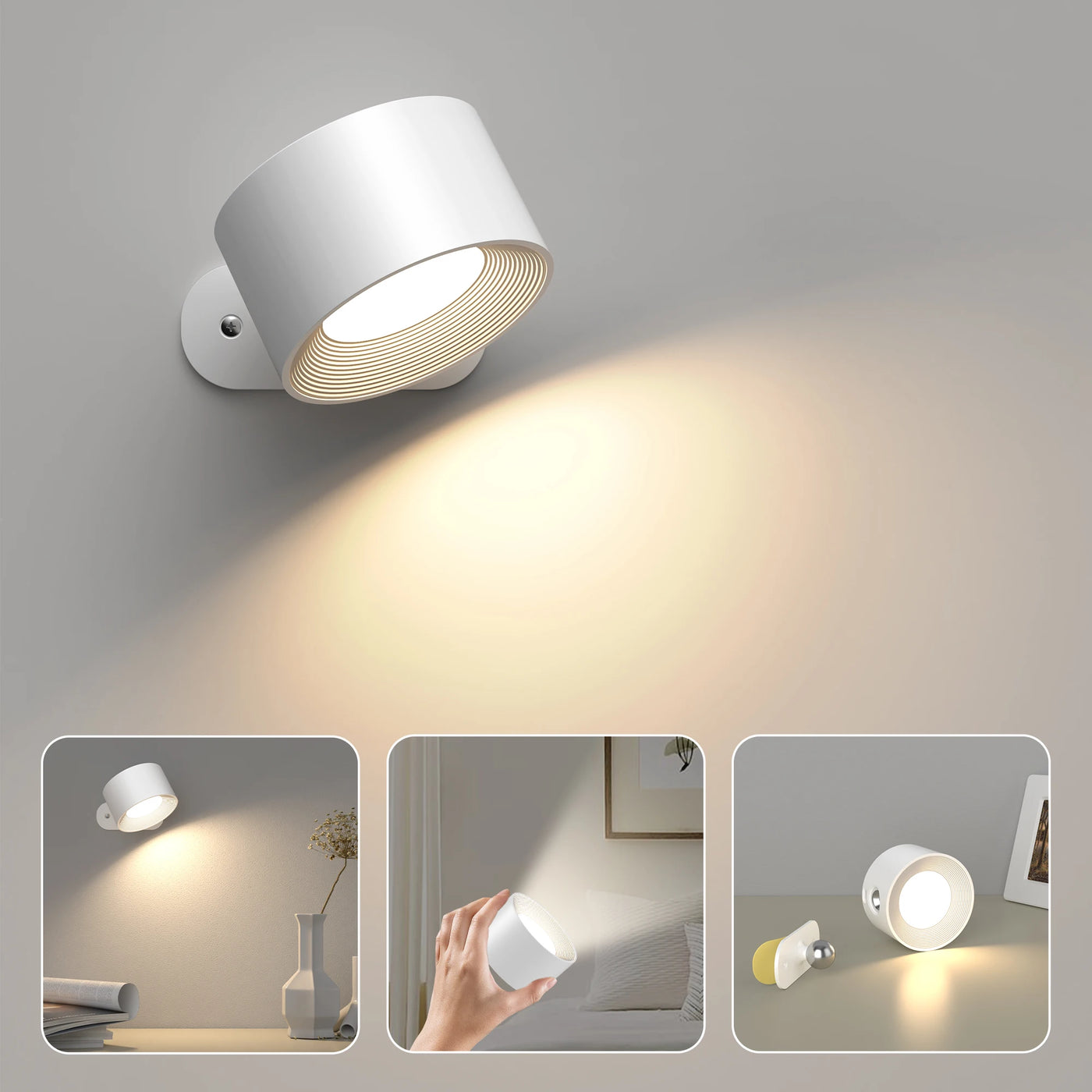 Modern LED Wall Sconces Lamp with Touch Control - USB Rechargeable and Dimmable