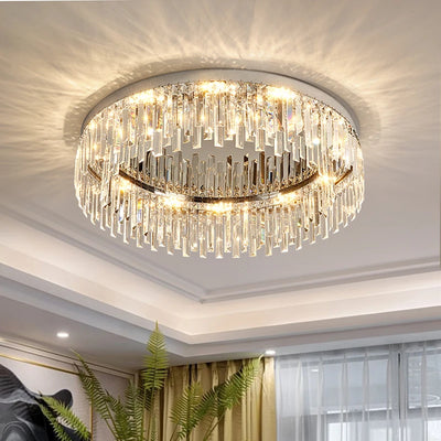 Modern Luxury Crystal K9 Ceiling Lamp - Circular Round Dining Table LED Lights Bedroom Chandeliers