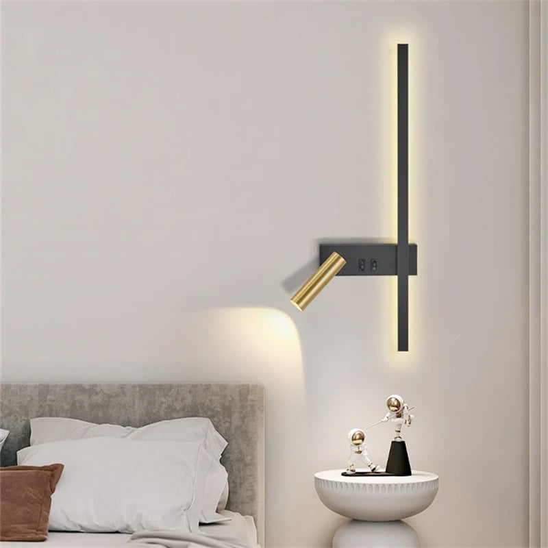 Nordic Modern LED Wall Lamp Simple Design for Living Room Sofa Background, Reading or Bedside in Bedroom