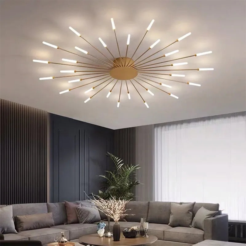 Modern LED Ceiling Lamp Fireworks Full Star Golden Ceiling Light Living Room Decor led Fixture