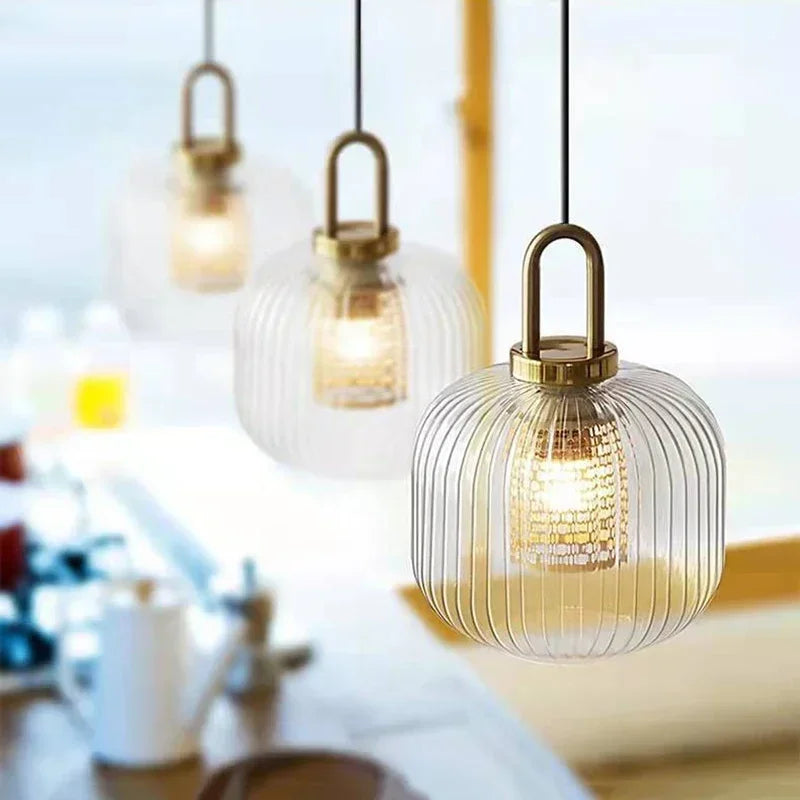 Nordic Designer Glass Stripe Pendant Lights for Kitchen, Restaurant and Dining Area