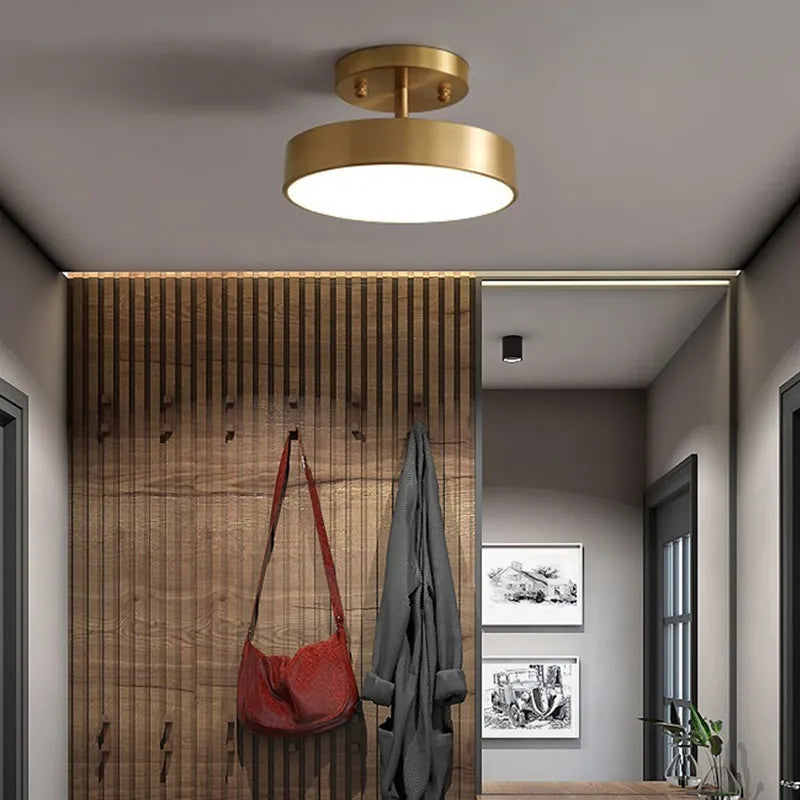 Modern LED Ceiling Light - Copper Lamp for Bedroom, Living Room, Nordic Round Design