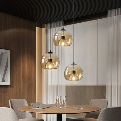 Nordic LED Smoke Gray Glass Pendant Light - Modern Elegance for Your Home