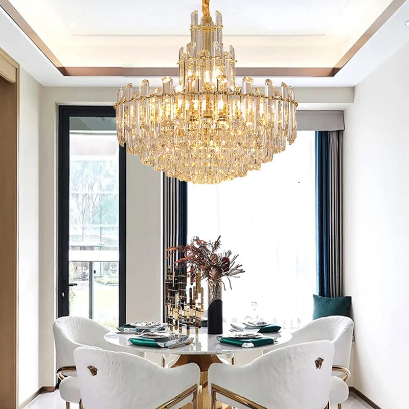 Crystal Ceiling Chandeliers - LED Luxury Hanging Lamps for High-End Dining Room Decor