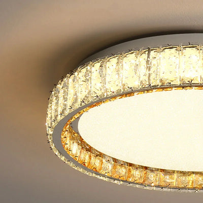 Modern Gold Ring Light Luxury Crystal Ceiling Light - Dimmable LED Lighting Fixture for Bedroom Living Room Interior Decoration