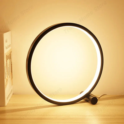 LED Circular Ring Table Lamp - Dimmable Night Light for Bedroom, Living Room, Restaurant, Hotel