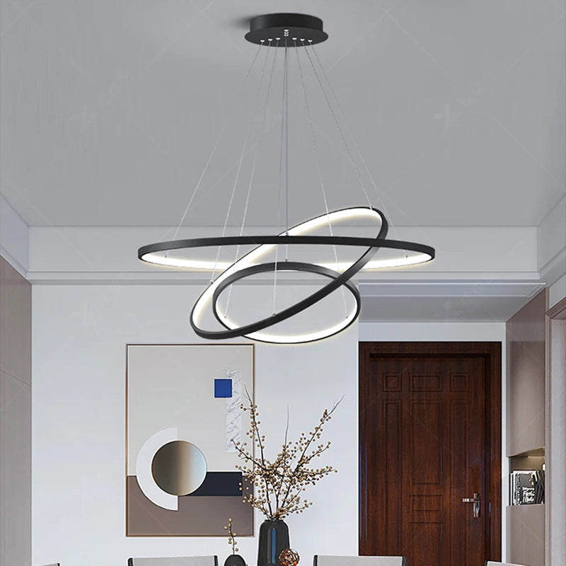 Modern LED Ceiling Lamps: Stylish Rings Pendant Lights Perfect for Indoor Lighting, Ideal LED Chandeliers for Living Room