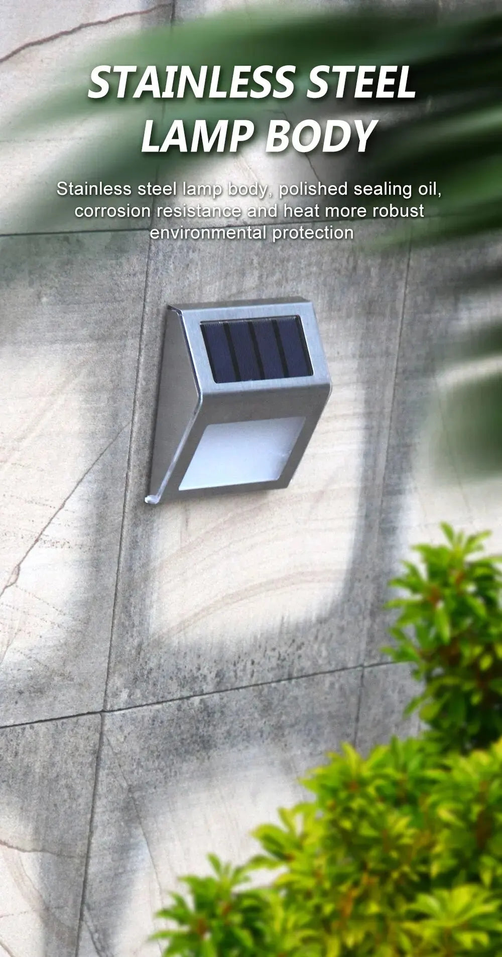 Solar Stainless Steel 3LED Step Light – Waterproof, Anti-Corrosion Wall Light for Garden Fence and Wall