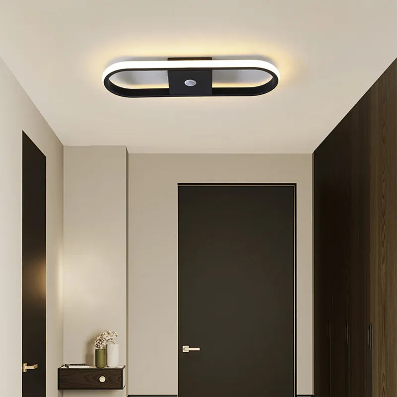 Modern Human PIR Motion Sensor LED Ceiling Lamp - Energy-Efficient Indoor Lighting Fixture for Bedroom, Corridor, and Home