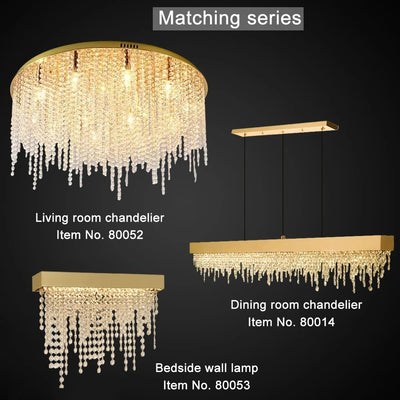 Luxurious Modern Kitchen Island Crystal Chandelier - LED Hanging Light Fixture in Gold/Black for Dining Room and Home Decor