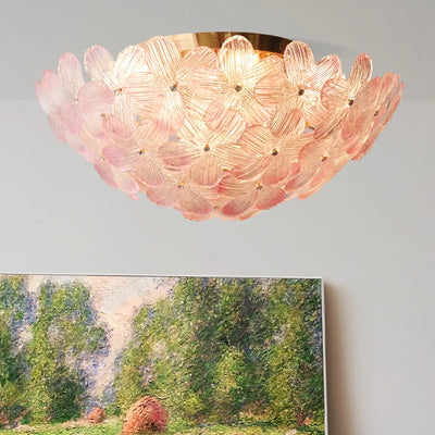 Modern Luxury French Purple Flower Crystal Glass LED Ceiling Lamp - Romantic Chandelier for Living Room, Bedroom, Dining Room
